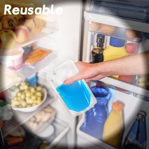 100 Pcs Plastic Flasks,8 Oz Drink Pouches Bulk,Reusable Drink Pouches,Leak-Proof Food Grade Plastic Flasks for Travel