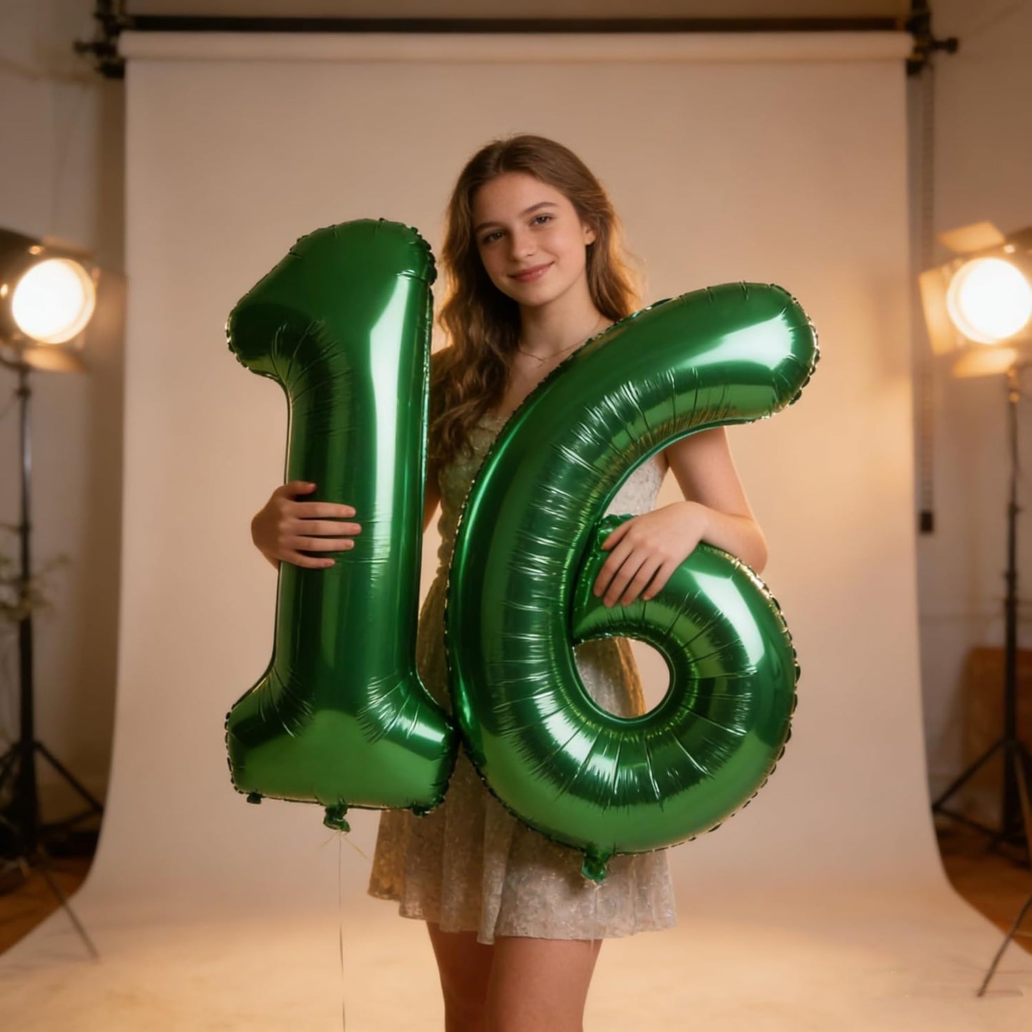 Skiennix 40-Inch Dark Green Number Balloons - Perfect for 16th Birthday & Wedding Decor | Large Foil Design