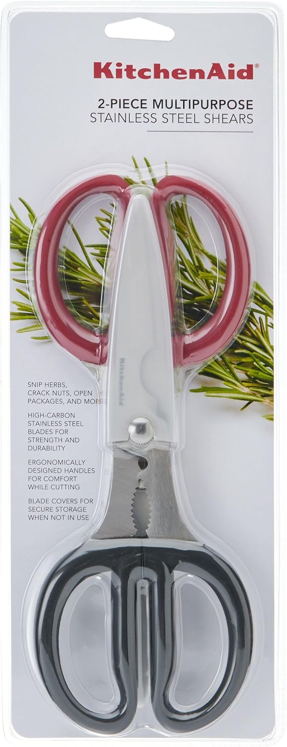 KitchenAid Multipurpose Shear Set - Versatile Scissors with Nutcracker & Ergonomic Handles | 2 Piece