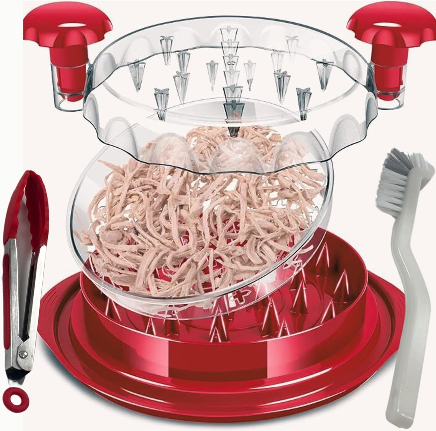 Skiennix Large Chicken Shredder Tool - Ergonomic Design, Removable Tray, Includes Cleaning Brush & Tongs