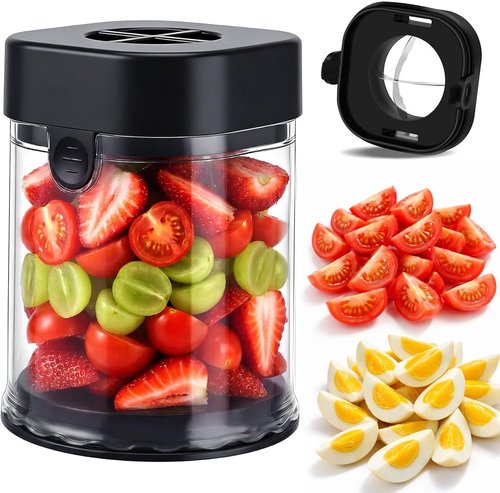 Hendiy Fruit Slicer Cup - Stainless Steel Strawberry & Grape Cutter | Efficient Kitchen Gadget