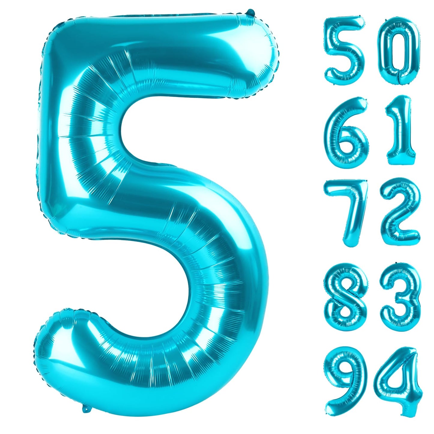 5 Balloon, Blue Number Balloons 40 Inch, 5th Birthday Balloon Decorations, Blue Party Supplies, 5 Number Balloons, Number 5 Balloon