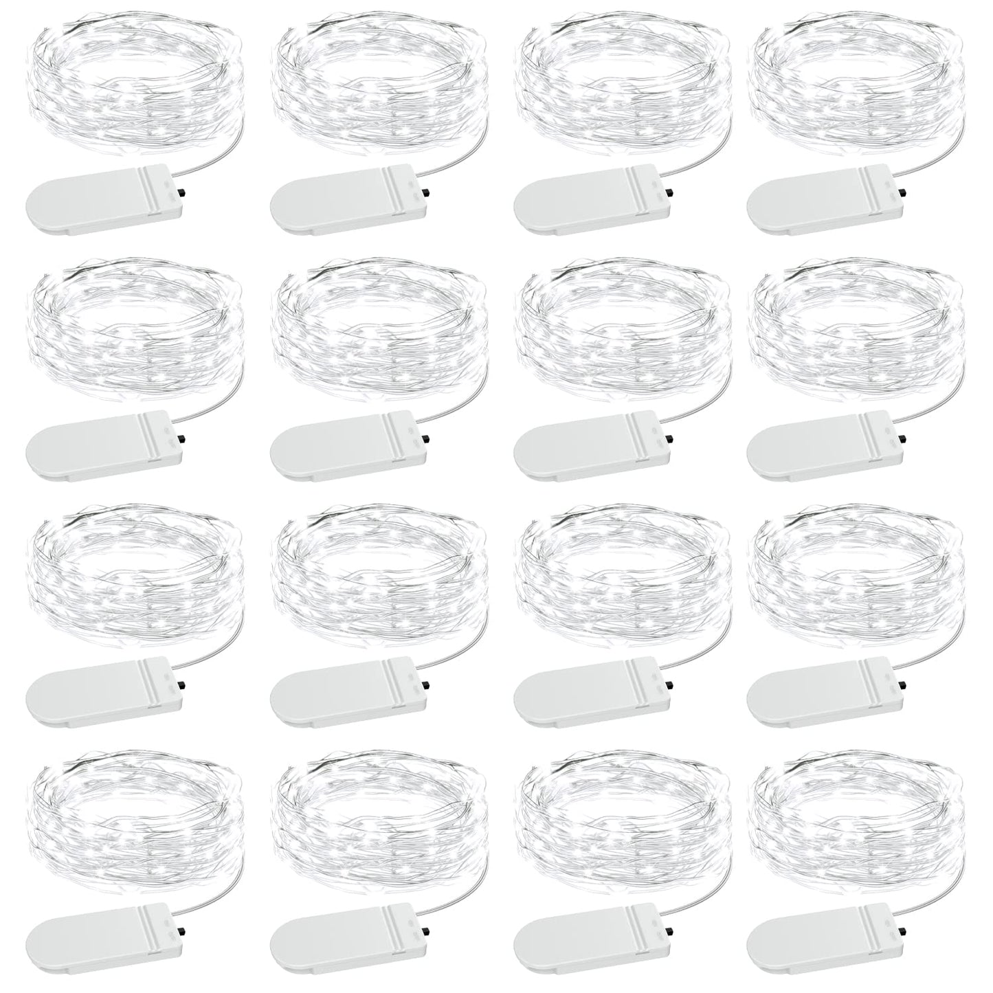 Olafus 16 Pack Fairy Lights Battery Operated, IP68 Waterproof Mini String Light, 7ft Small LED Bottle Light for Wedding Vase Centerpieces Table Decorations Christmas Indoor Party Jars Gift Cool White