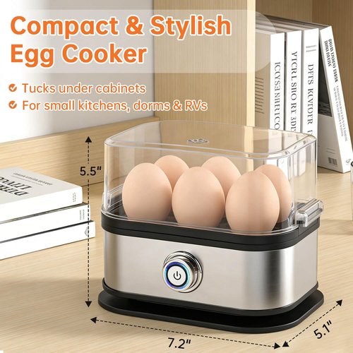 Aotto Electric Egg Cooker - 6-Egg Capacity for Soft, Medium & Hard-Boiled Eggs | Fast Boil & Auto Shut-Off