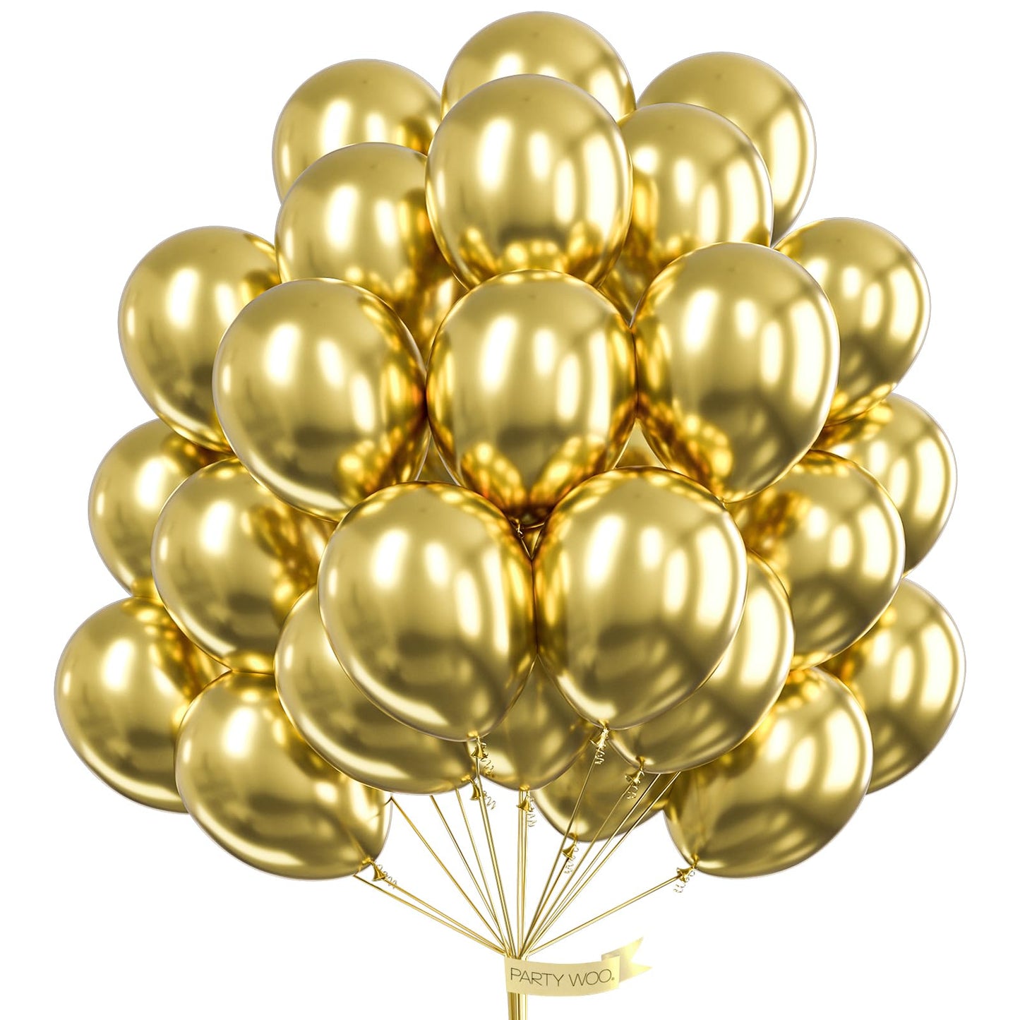 PartyWoo Gold Balloons 100pcs 12 Inch Gold Latex Helium Balloons for Birthday Wedding Anniversary Baby Shower Graduation Bachelorette Retirement Engagement Tea Casino Disco Party Decorations Gold-G101