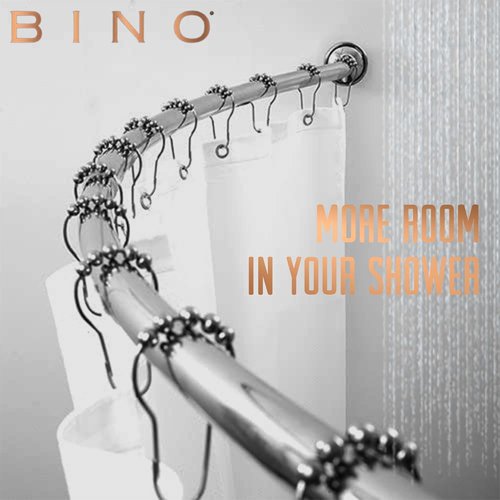 BINO Expandable Curved Shower Curtain Rod - Polished Chrome | Adjustable 48" to 72" | Rust-Resistant & Easy Install