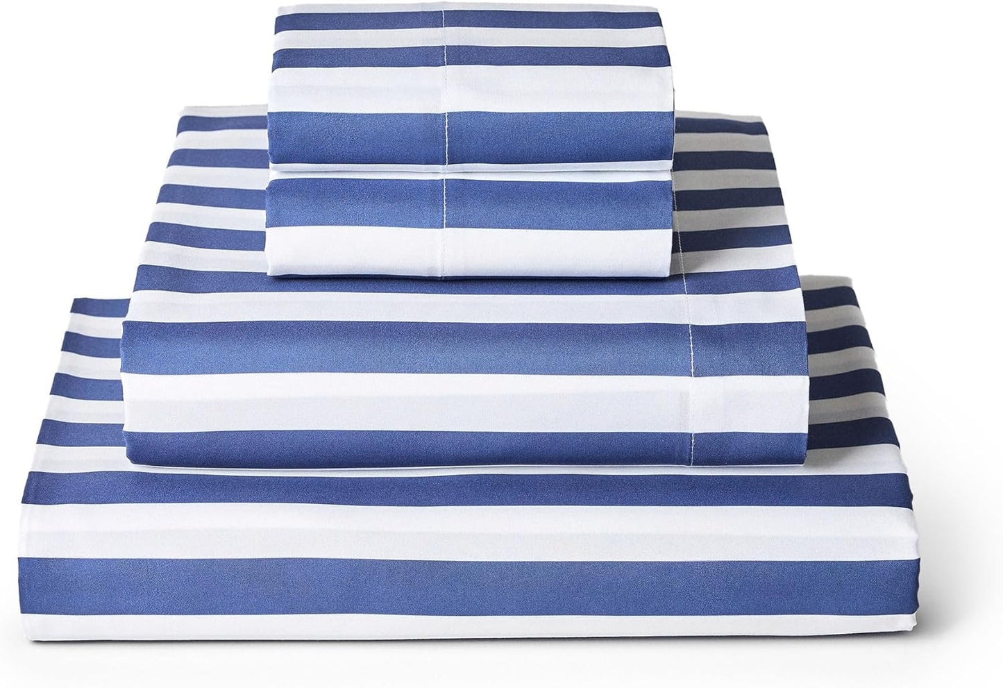 Mellanni Queen Sheets Set - Luxury 4-Piece Bedding Collection - Extra Soft, Cooling, Stain Resistant | Oxford Stripe Blue Nova