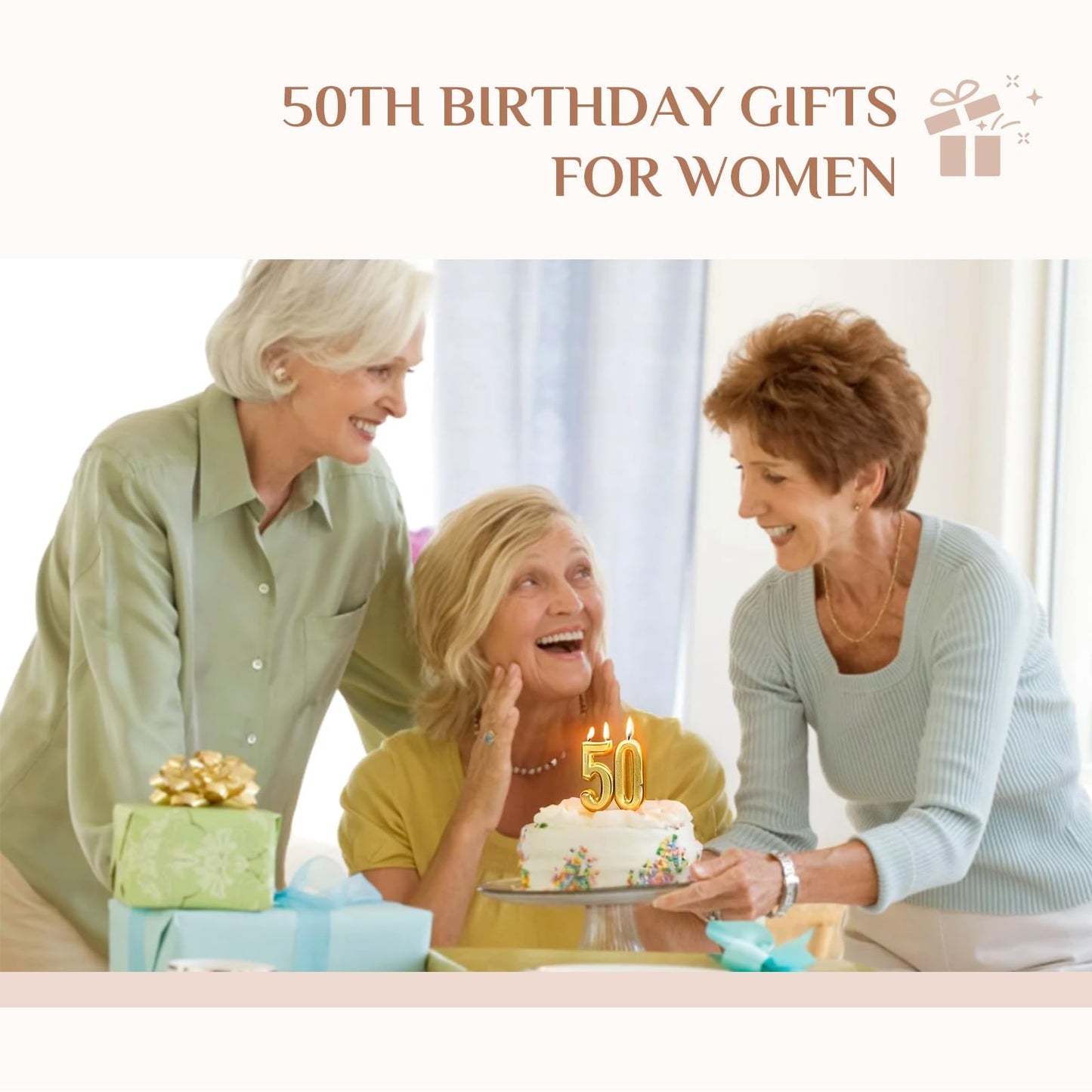 Storieme 50th Birthday Gifts for Her Women: Happy Birthday Gift for Friends Besites Sisters Daughter Mom 50 Year Old Woman Birthday Angel Figurine
