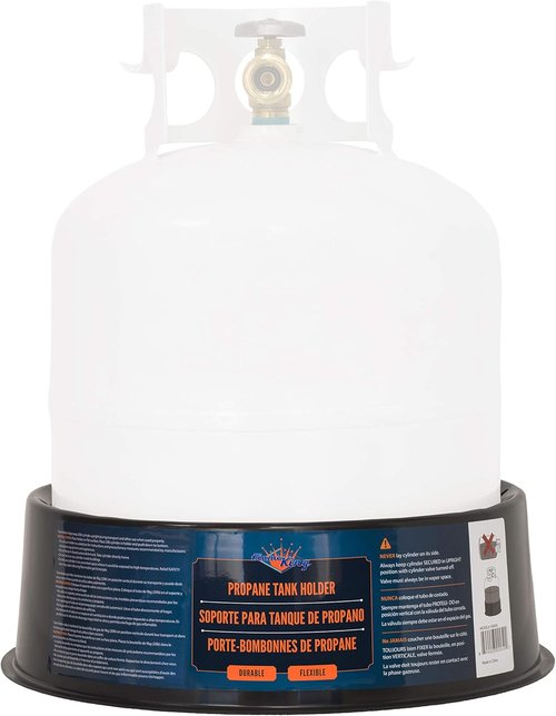 Flame King Propane Cylinder Base Stabilizer - Fits 20lb, 30lb & 40lb Tanks | Durable Black Design