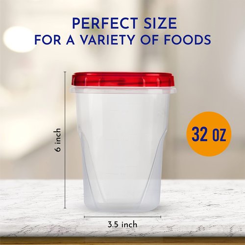 AQUA BLUE Soup Freezer Storage Containers with Twist Top Lids [32 Oz 10 Pack] Reusable Plastic Food Storage Containers with Screw On Lids, Leakproof, Stackable, Microwave Safe BPA Free