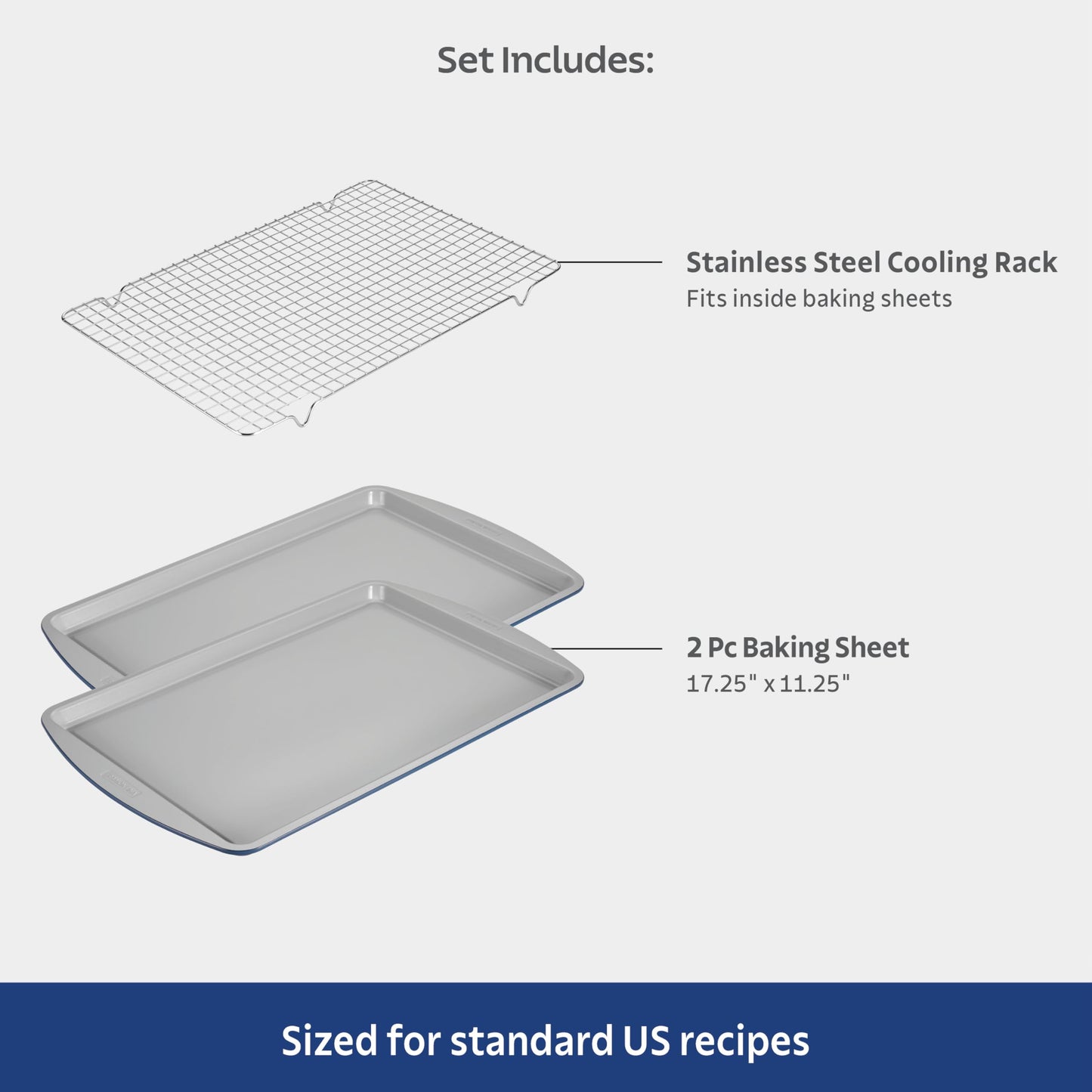 Tramontina Rise 8-Piece Ceramic Baking Pans Set, Non stick Essential Bakeware for Cookies, Loafs, Cakes, Brownies and Muffins