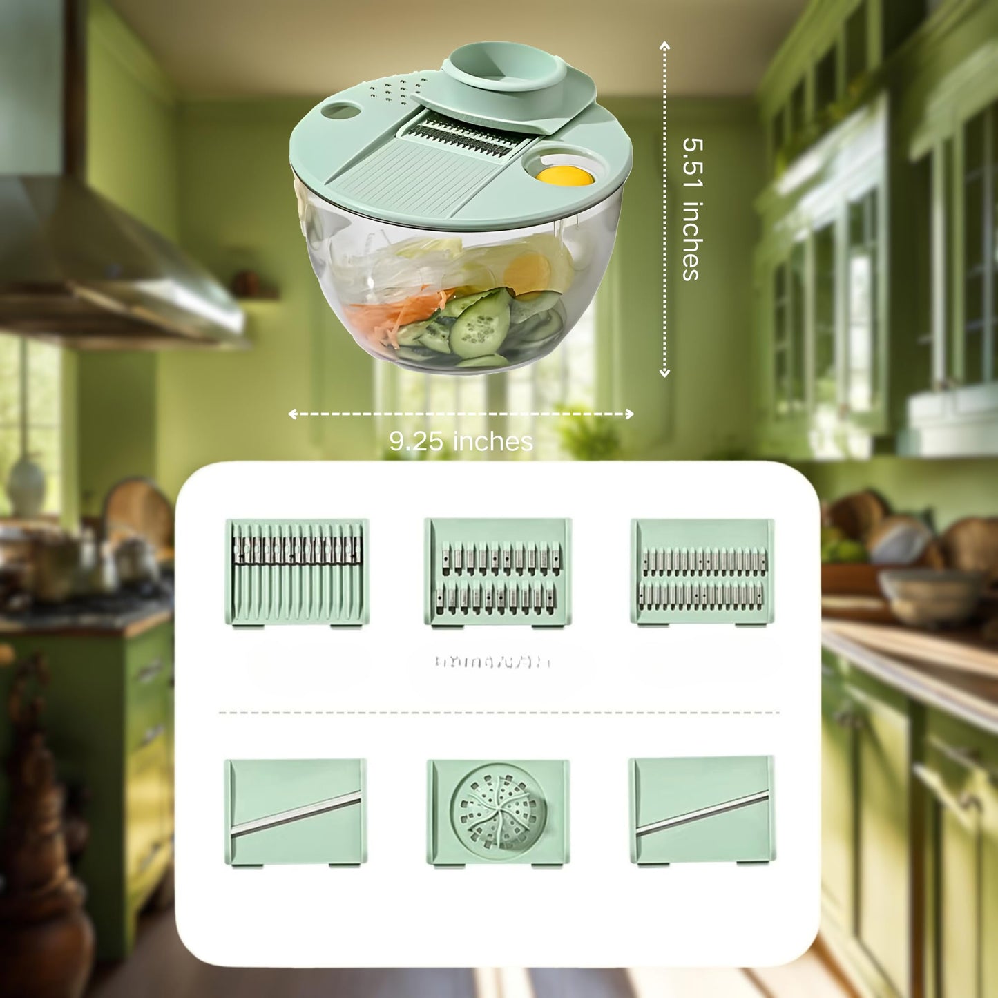 Multi-Use Large Salad Spinner,Mandoline Vegetable Fruits Wash Bowl with 5 Blade Slicer with Dicer,Pasta Fries Spin Dryer,Egg Yolk66