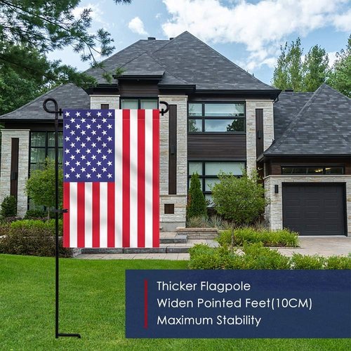 Hogardeck Garden Flag Holder - Sturdy Weather-Proof Metal Stand with Stopper & Clip | Fits American & Fall Flags
