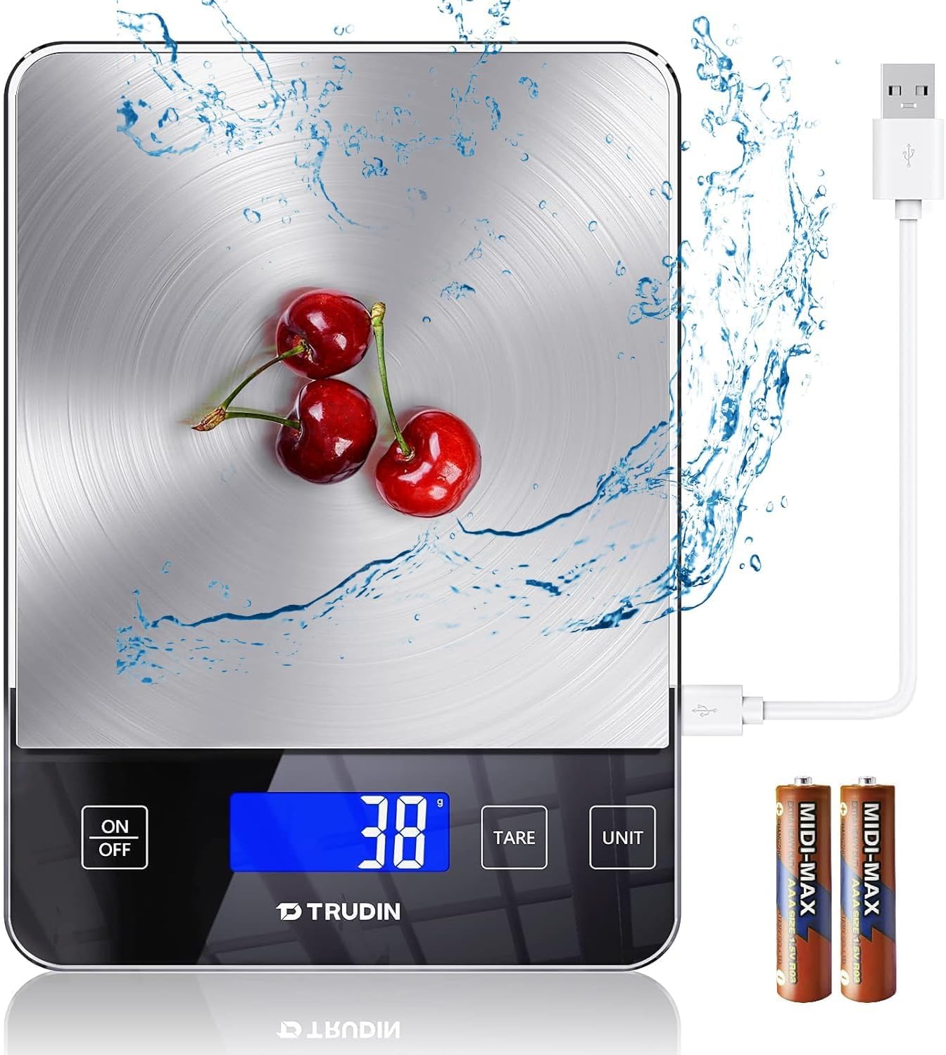 NASA-Grade 33lb Digital Food Scale - Precise Measurement in Grams & Ounces | Waterproof Glass & Steel Platform