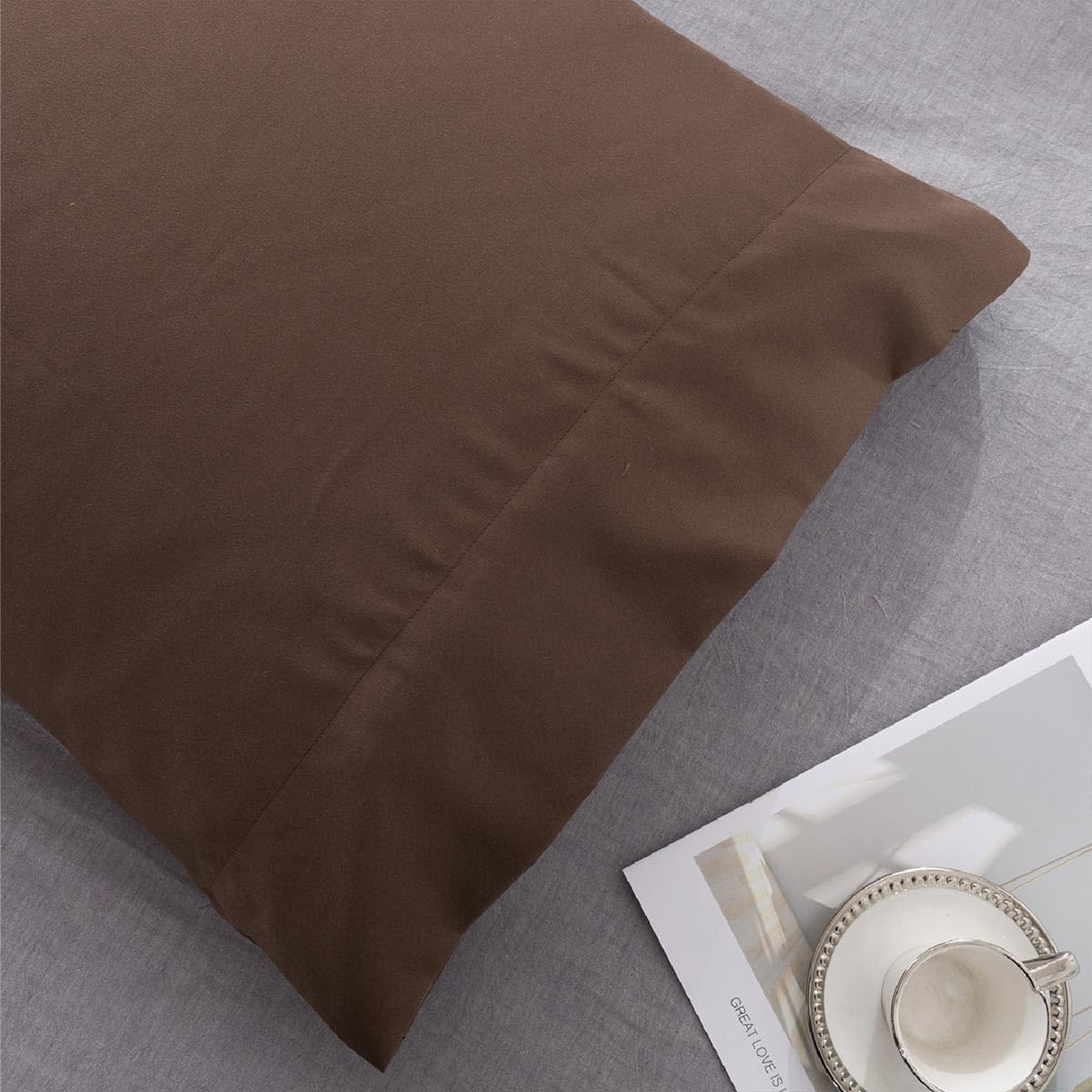 Skiennix Microfiber Bed Pillowcases - Super Soft & Stain Resistant | 2 Pack, 20x26, Coffee