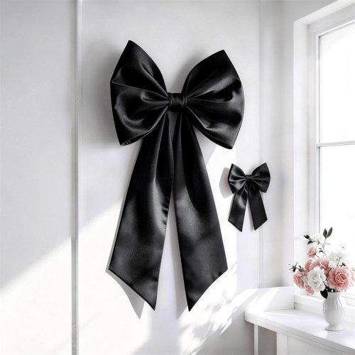 Black Bow Decor | 2 Pack Large & Small Coquette Wall Backdrop for Valentine's Day & Weddings