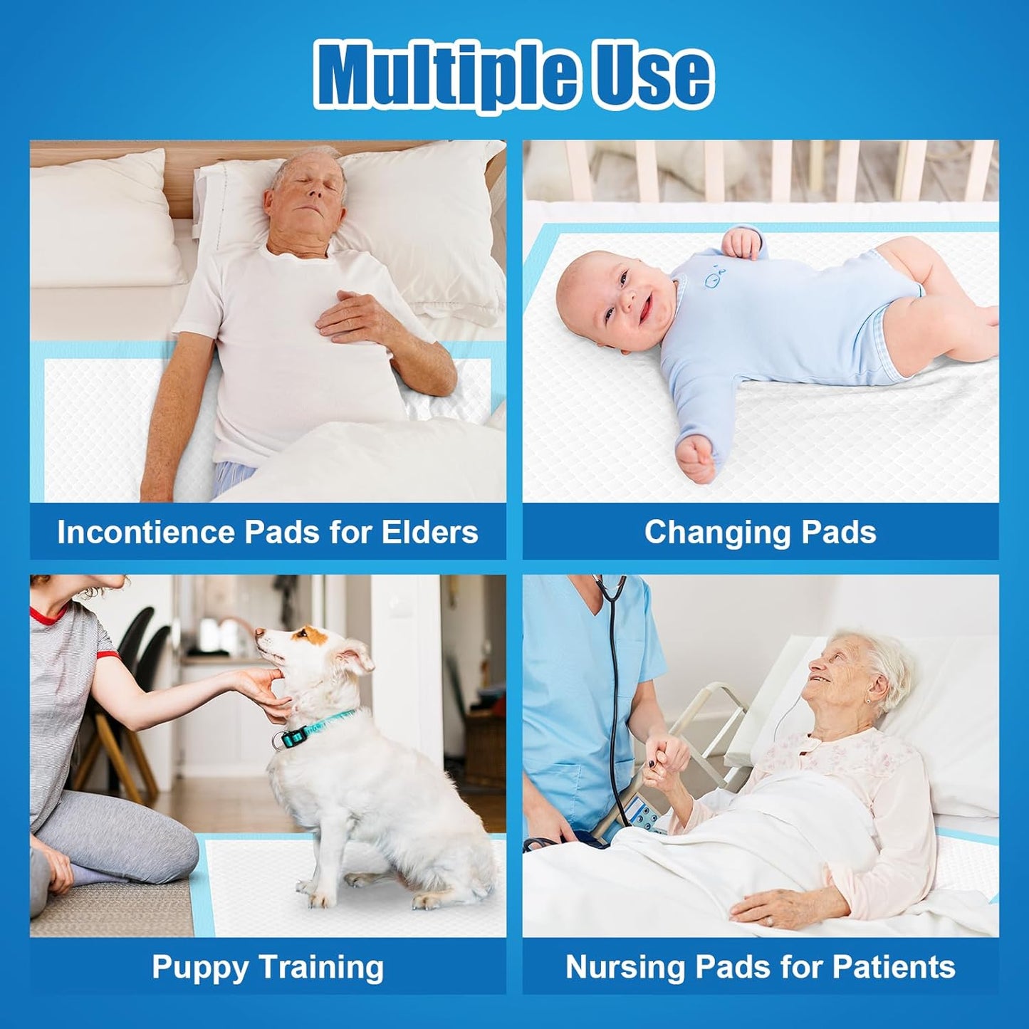 VISRIE Disposable Bed Pads - Super Absorbent Incontinence Chucks for Adults & Pets | 30” x 36” Size, 100 Pcs