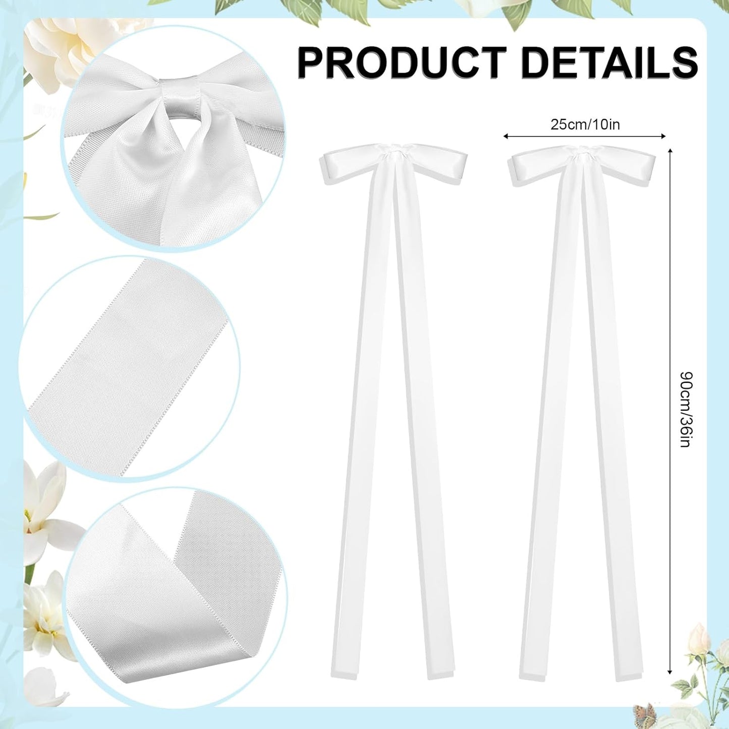 Regine Switzerland 24 Pcs Large White Ribbon Bows - Elegant Wedding Chair Decorations