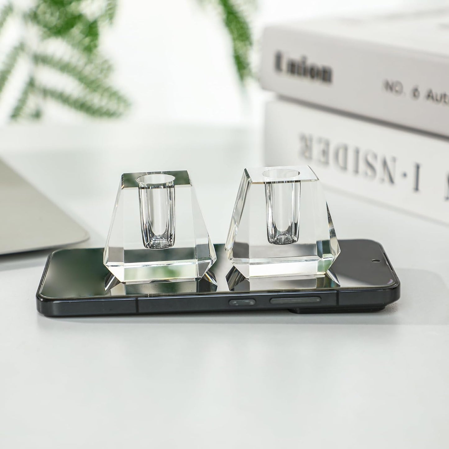 QFkris Crystal Pen Holder - Elegant 1.8" Glass Fountain Pen Stand for Desk | Perfect Gift for Students & Professionals