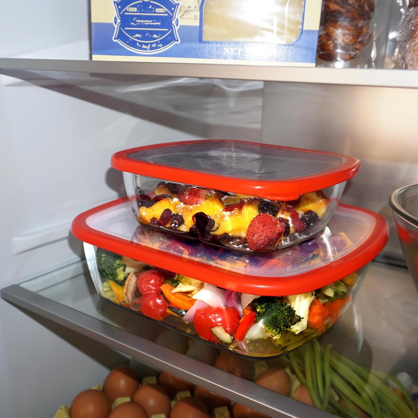 Regine Switzerland 9x9 Inch Square Glass Baking Dish - 2.6QT Deep Pan with Lid | Microwave & Oven Safe