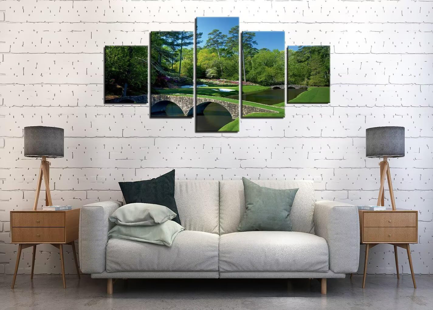 chenchenArt Augusta National Golf Course 12th Hole Wall Art Living Room Bedroom Bathroom Home Decorations Golf Course Pictures Posters Canvas Prints Modern Artwork Framed Ready to Hang(50''W x 24''H)