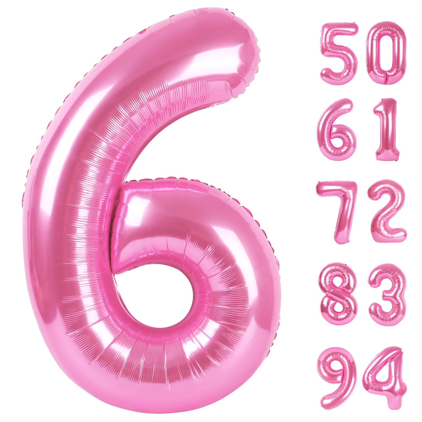 Pink 6 Balloon, Number Balloons 40 Inch, 6th Balloons for Birthday Decorations, Pink Party Supplies 6 Birthday Balloon, Number 6 Balloon