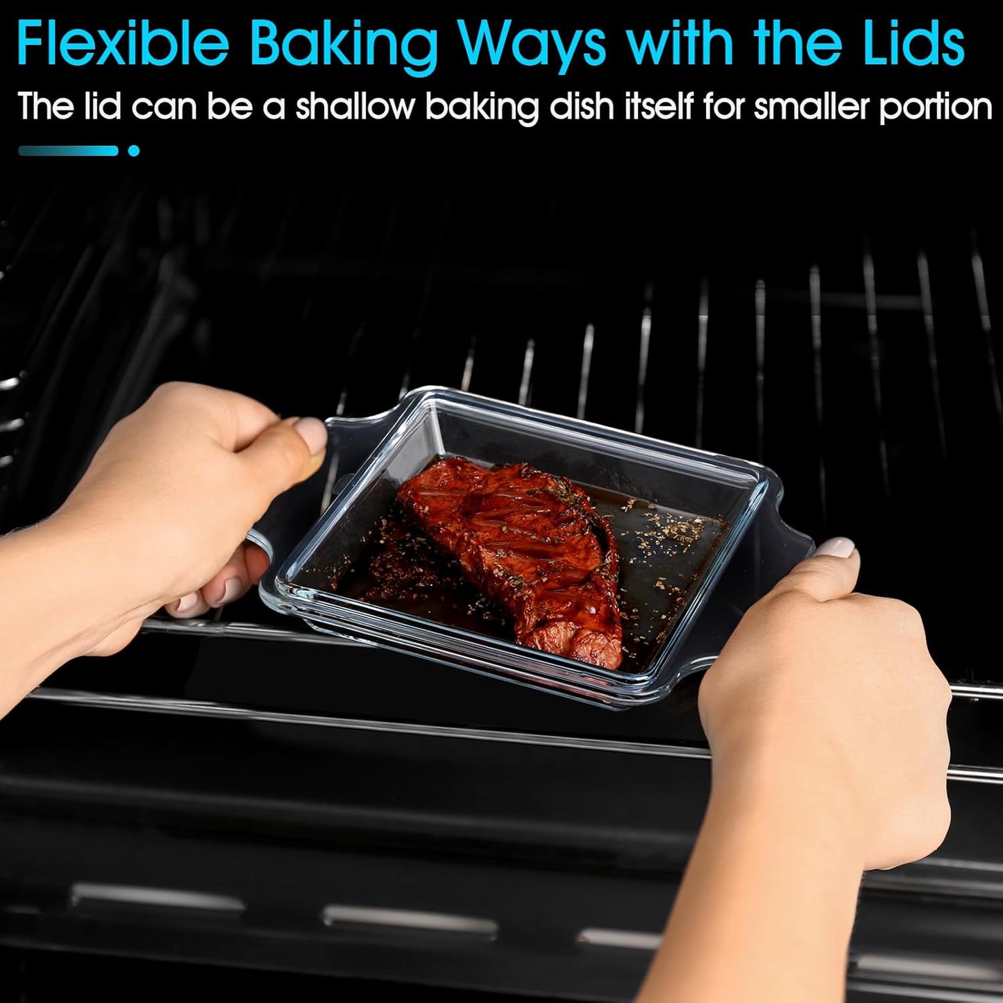 Regine Switzerland Glass Casserole Dish Set - Oven Safe Mini Square 6in x 6in with Glass Lid