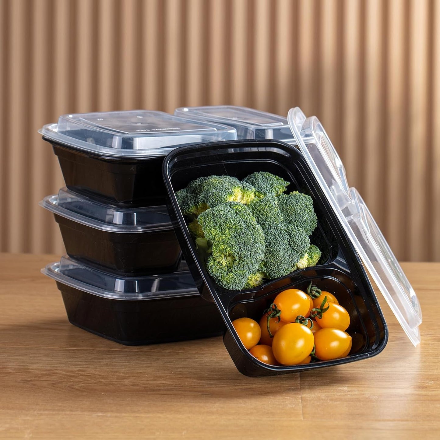 Skiennix Professional Meal Prep Containers - 32oz, 2-Compartment, 50-Pack | Microwave & Freezer Safe