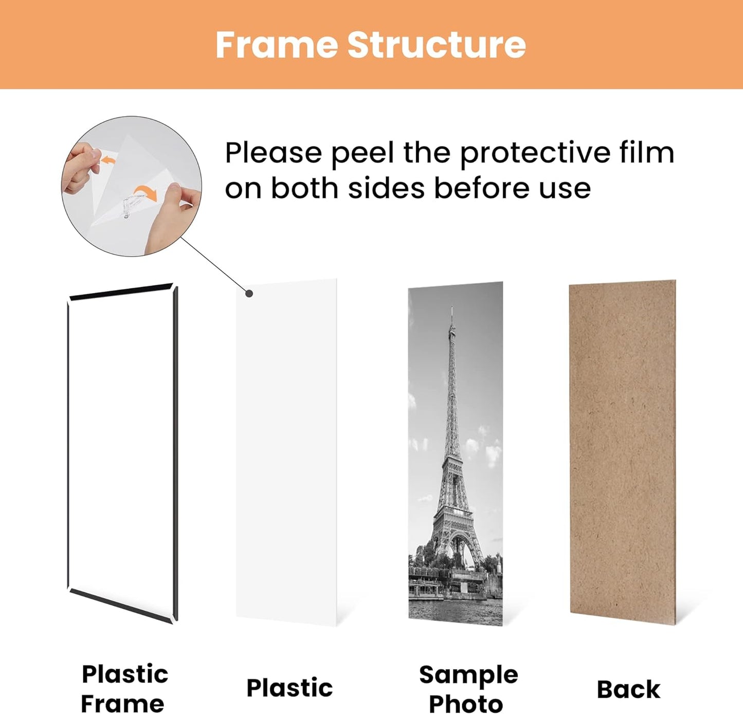 Upsimples 27x40 Inch Black Poster Frames - Scratch-Proof Picture Frames for Photo Gallery | 3 Pack, Slide-In Strips