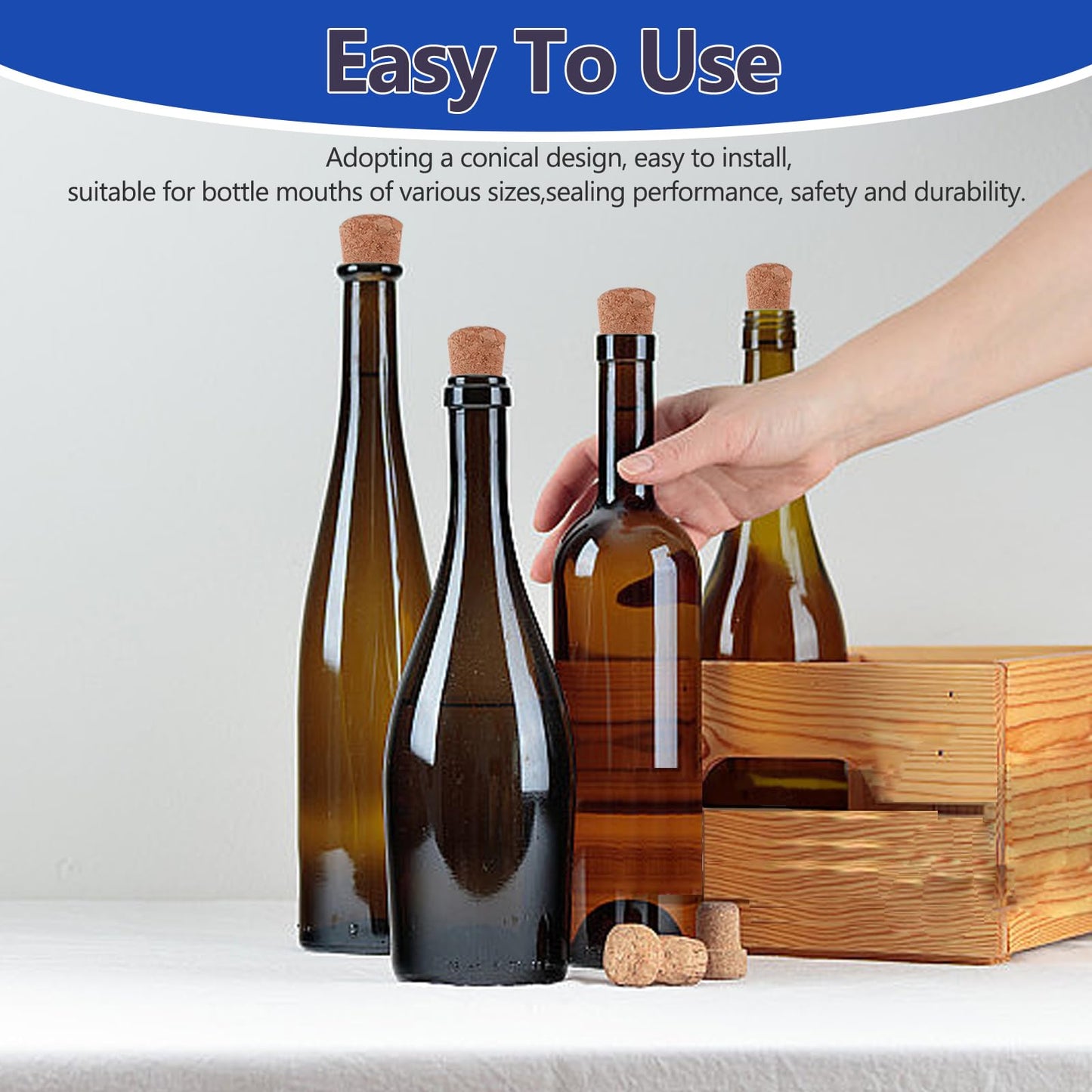 Klfte 25Pack Cork Stoppers, Small Soft Wood Tapered Corks for Wine, Beer & Liquor Bottles, DIY Crafts 0.94" x0.67"x 1.38"