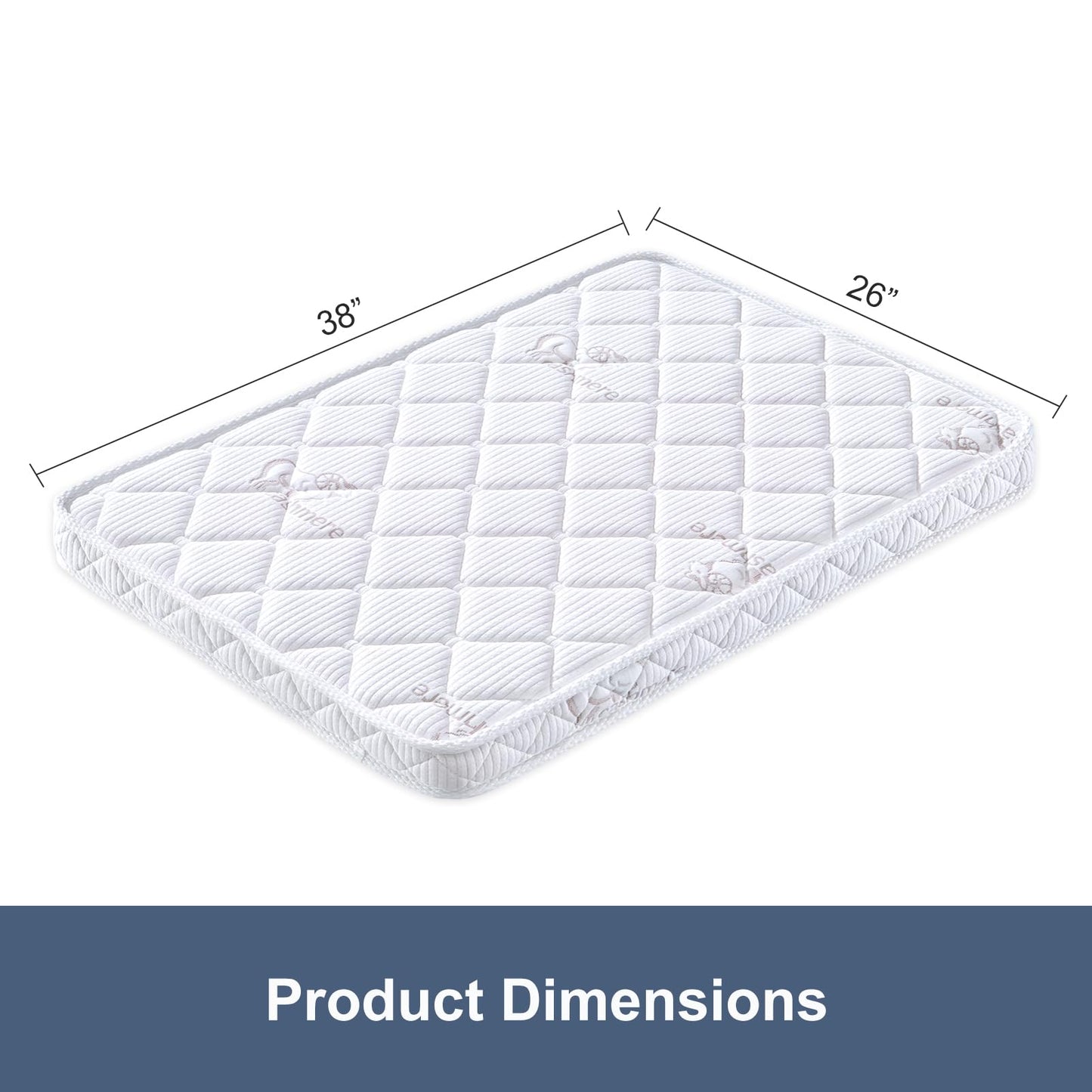 Pack and Play Mattress - 38" x 26"- Premium Knitted Fabric Safety Reinforced Play Yard Mattress - Fits for Graco & Baby Trend & Pamo Babe Playard, Firm Support and Comfort Foam，White