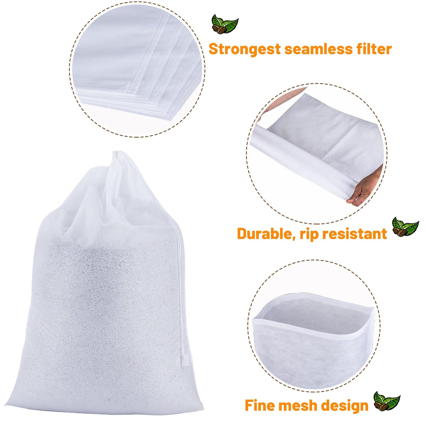 100 Pack Cold Brew Coffee Filters, 20" X 20" Commercial Cold Brew Filters, Filter Bag for Brew Up To 5 LBS Coffee, 5 Gallon Coffee Filter