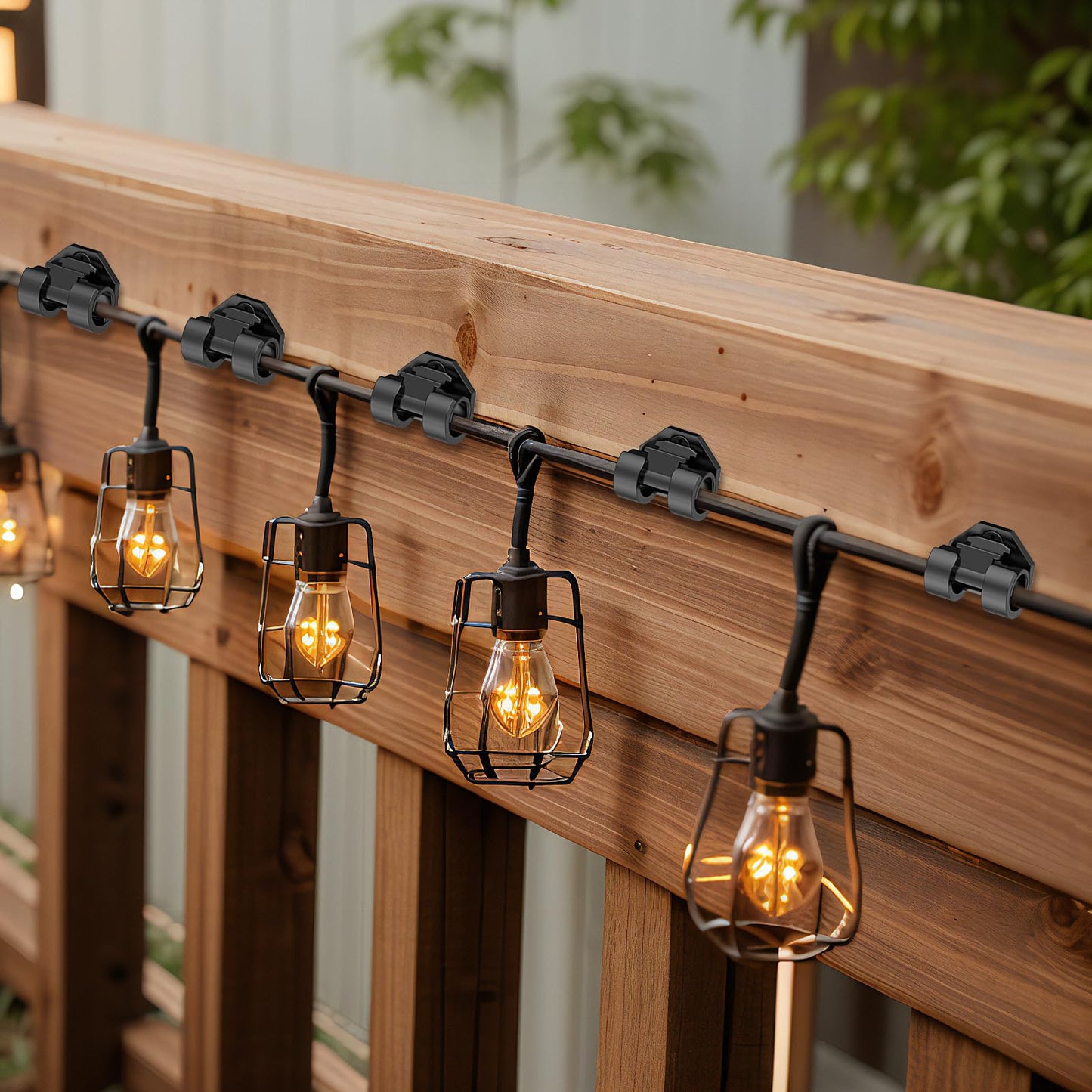 Lewufe Hooks for Outdoor String Lights Clips, Christmas Light Clips Weatherproof, Lights Hanger Hooks for Hanging Christmas Light, Fairy Light, Cable, Holiday Decor - Black, 20 Pack