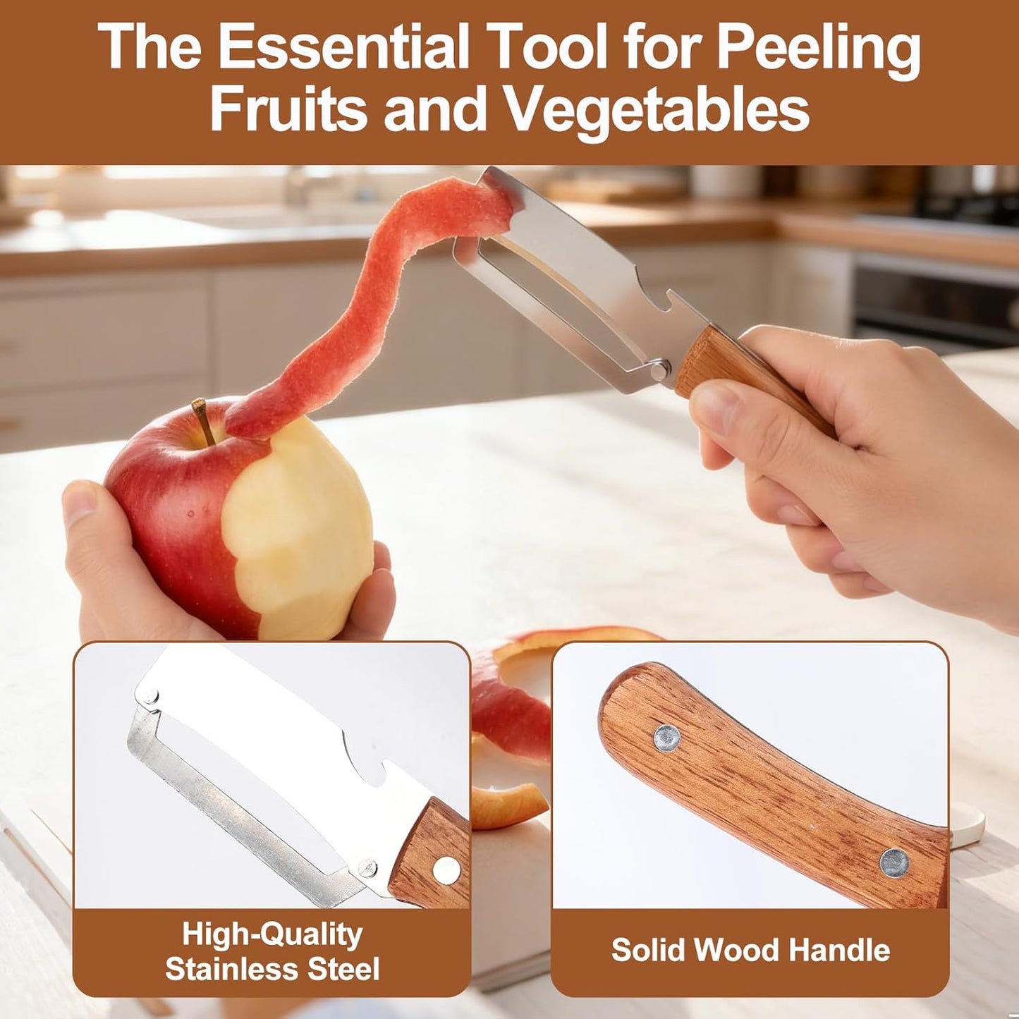 Skiennix Multi-Functional Kitchen Vegetable Peeler - Ergonomic Handle & Bottle Opener | Stainless Steel, Ideal for Fruits & Vegetables