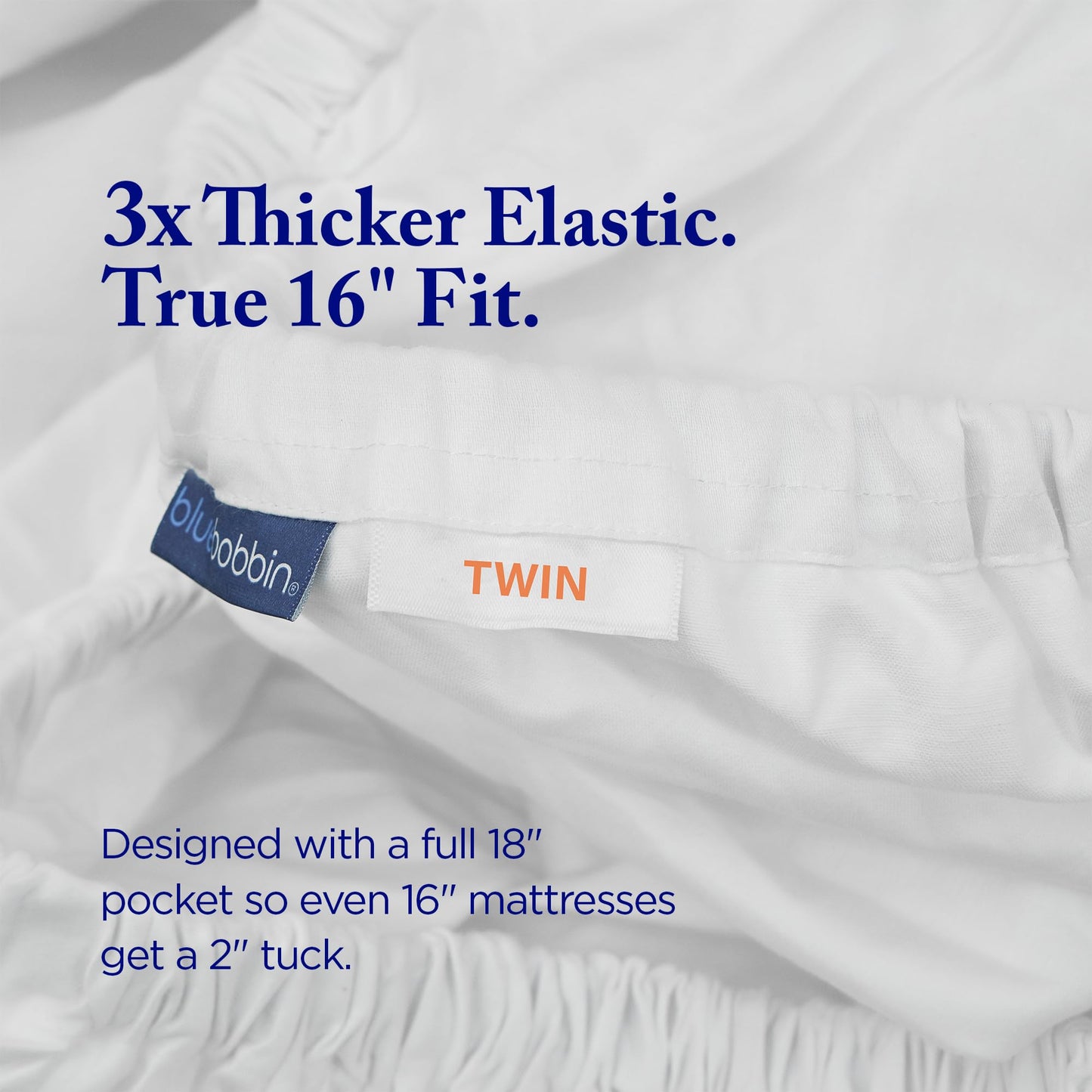 bluebobbin 4 Piece Sheet Set 100% Long-Staple Cotton Twin Sheet Set Luxurious Sateen, Soft Breathable and Durable All Season Hotel Luxury 16-Inch Deep Pockets with Envelope Pillowcases – White