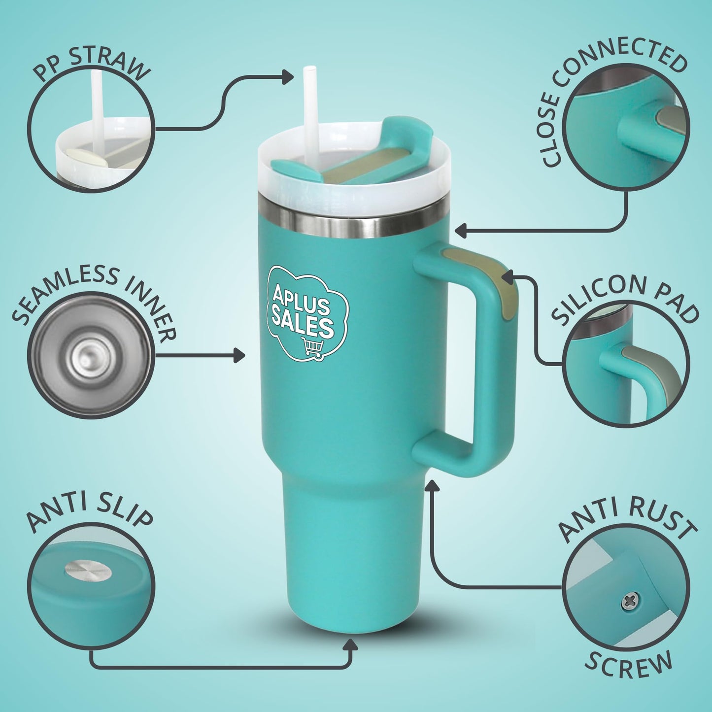 30 oz Tumbler with Handle & Straw Lid - Stainless Steel Tumbler - Tea, Beverages & Travel Coffee Mug - Leakproof & Double-Walled Insulated Cup Water Bottle with Straw - Cup Holder Size - Lake Green