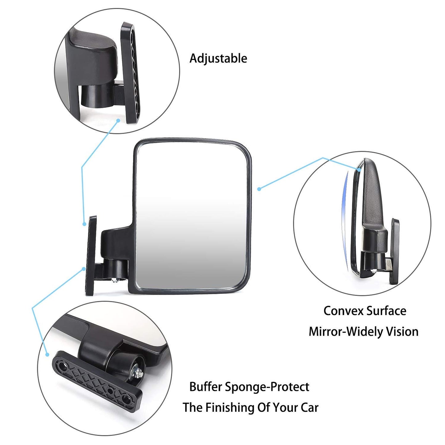 Universal Folding Golf Cart Side View Mirrors for EZGO, Club Car, Yamaha