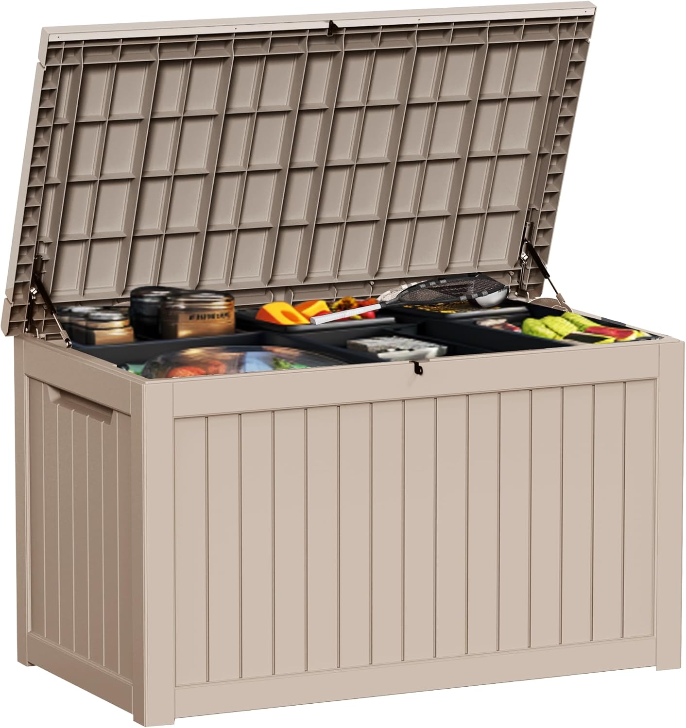 Resin 280 Gallon Large Deck Box - Waterproof Outdoor Storage for Patio Cushions & Garden Tools (Brown)