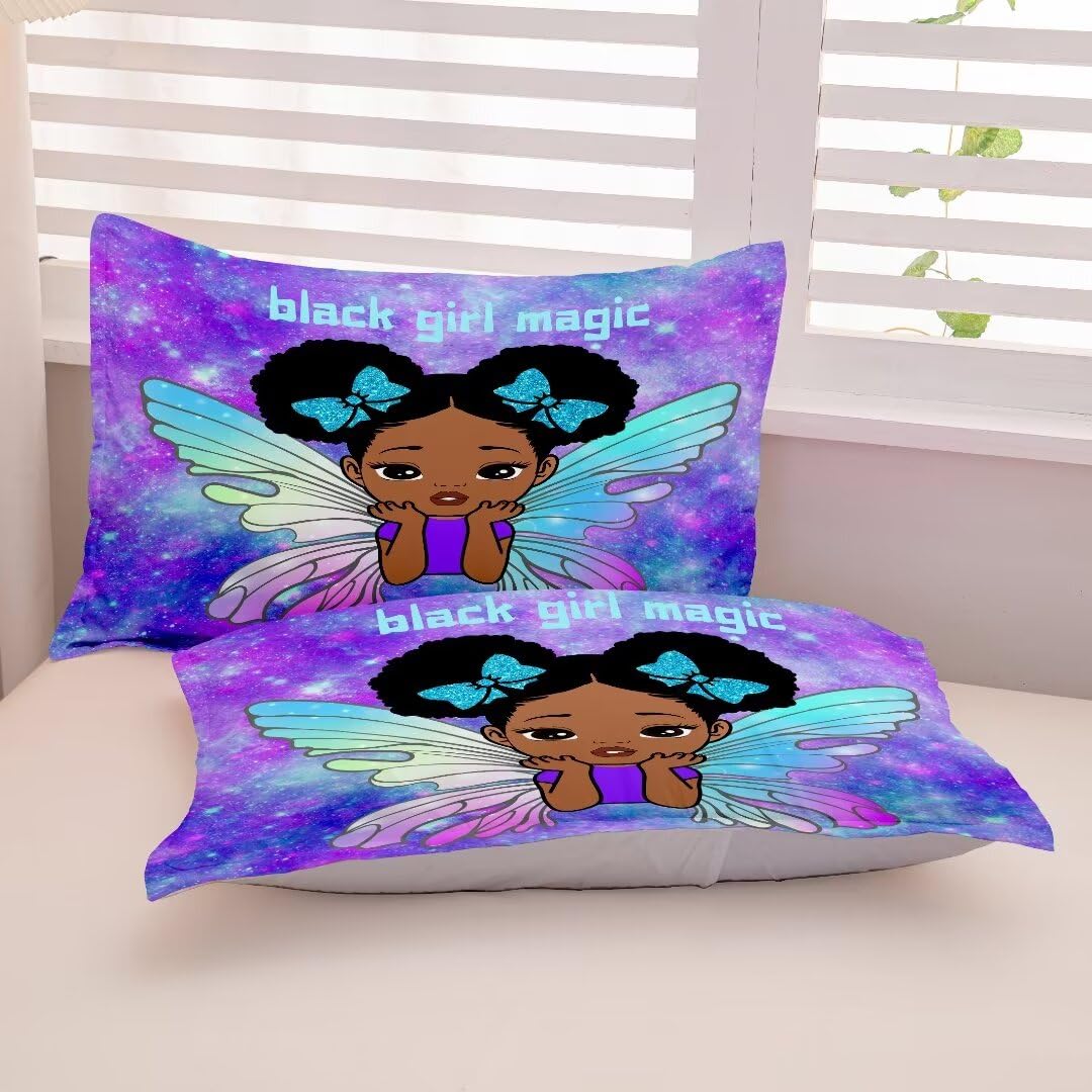 GRAT TIOC Black Girl Magic Comforter Set Queen Size,Black Girl Bedding Set,African American Comforter Set,Afro Princess Bed Set Bedroom Decor