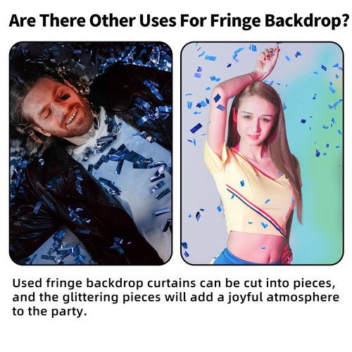 Blue Streamers Party Decorations 3.3x8.2ft, 2 Pack Dark Blue Tinsel Backdrop for Ocean Themed Party Decor, Glitter Blue Foil Fringe Curtains for Door Decorations Hanging Birthday Baby Shower Halloween