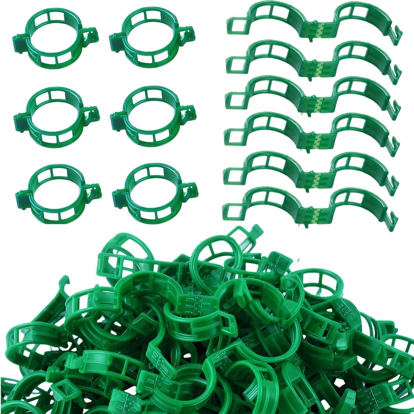 Skiennix Plant Support Clips - 100 Pcs Durable Plastic Trellis Clips for Healthy Vegetable Growth