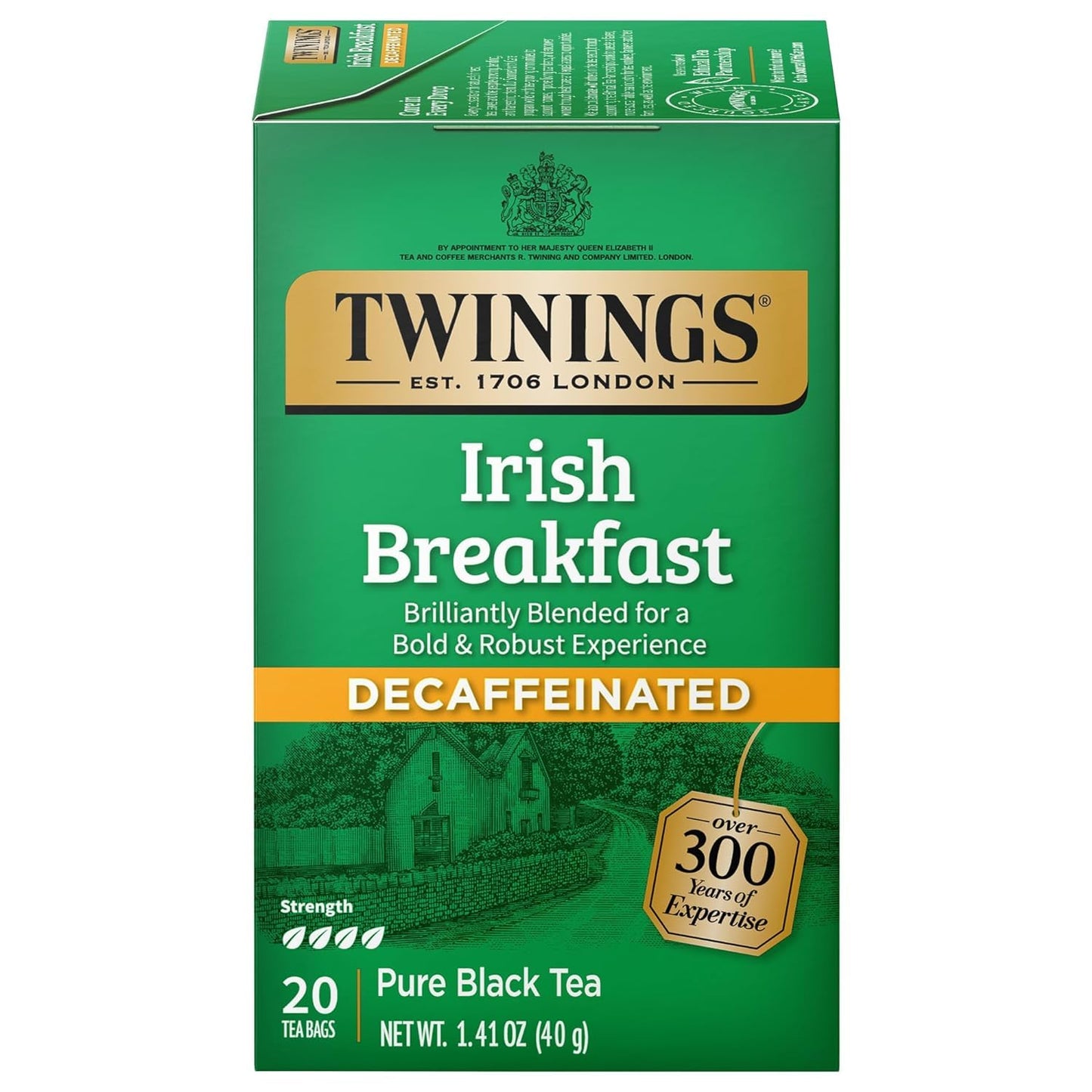 Twinings Tea Breakfast Tea - Irish Decaf - Case of 6-20 Bags