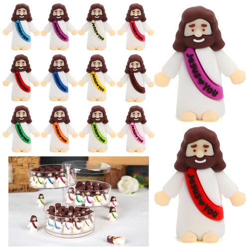 BSTCRAFT 80 Pcs Mini Jesus, Little Jesus Figures to Hide Tiny Figurines in Bulk and Pocket Seek Religious Gifts for Easter Egg Stuffers Fillers Sunday School Baptism Christ Savior Craft