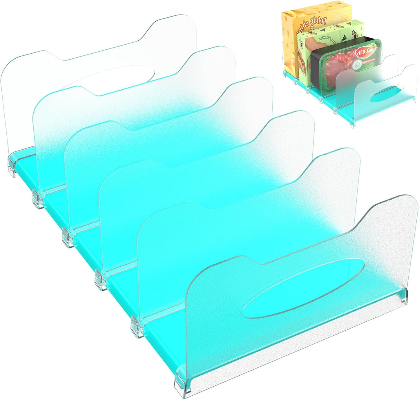 SURETIVIAN Freezer Organizer Rack - 12” Adjustable Fridge Storage with Removable Dividers | Mint Green
