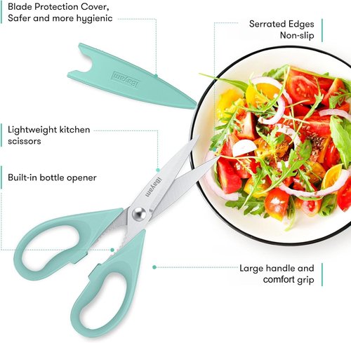 iBayam Heavy Duty Kitchen Shears - Stainless Steel Food & Meat Scissors with Soft Grip Handle