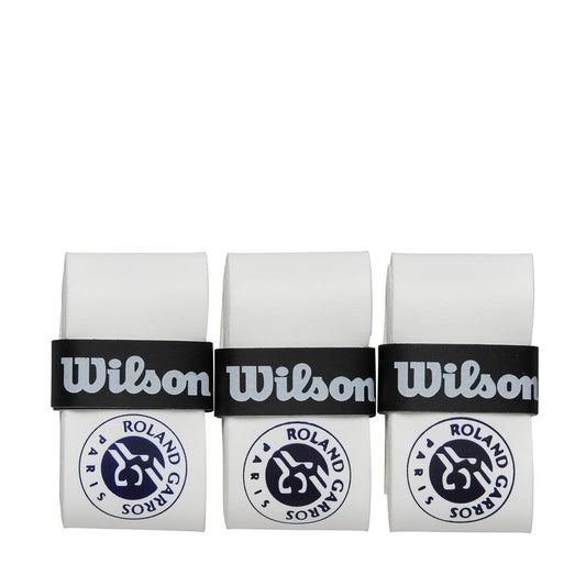 WILSON Roland-Garros Tennis Overgrip - 3 Pack, White/Navy
