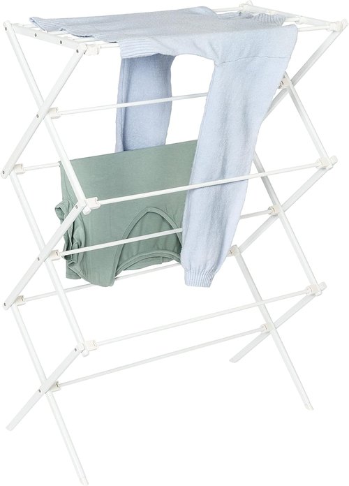 Honey-Can-Do Collapsible Laundry Drying Rack - Portable & Space-Saving Metal Clothes Rack | Ideal for Indoor/Outdoor Use, White