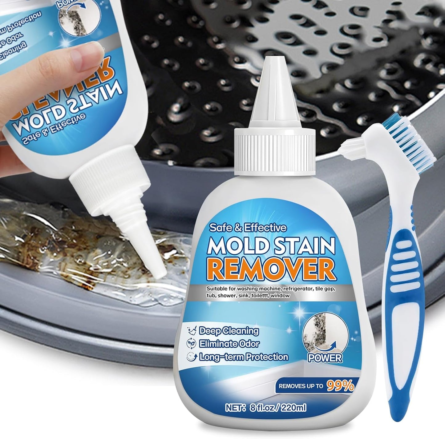 Skiennix Home Mold Stain Remover Gel - No Scrub Cleaner for Washing Machine & Bathroom Tile Grout
