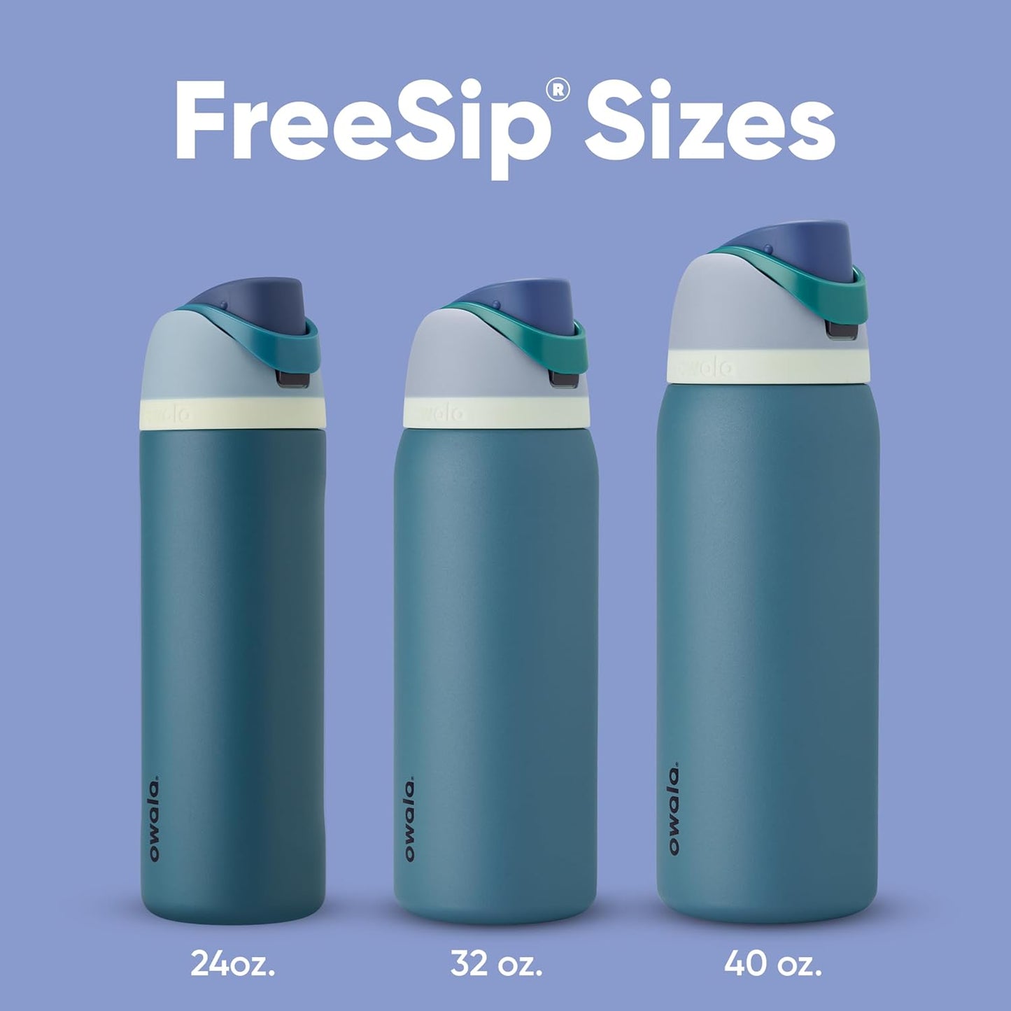 Owala FreeSip Insulated Stainless Steel Water Bottle - BPA-Free, 24 Oz, Denim | Perfect for Travel