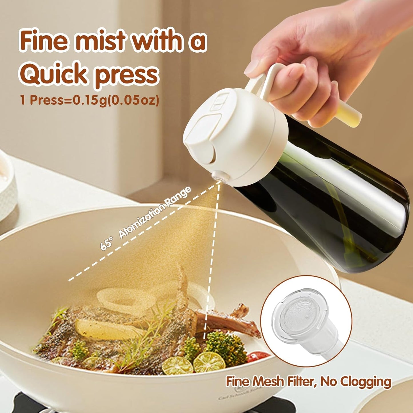 YARRAMATE Light-Blocking Dark Oil Sprayer - 16oz Premium Olive Oil Dispenser Bottle | Food-Grade Glass for Cooking